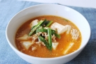 豆腐とひき肉のうま辛スープ